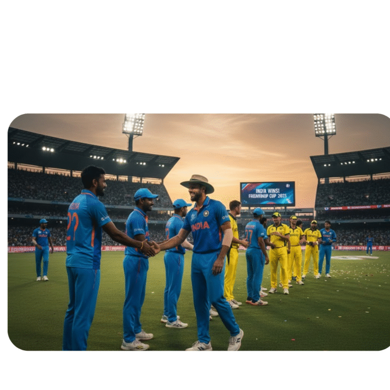 भारतीय और ऑस्ट्रेलियाई क्रिकेट खिलाड़ी मैच के बाद हाथ मिलाते हुए। खेल भावना का प्रदर्शन। भारत ऑस्ट्रेलिया हैन्डशेक