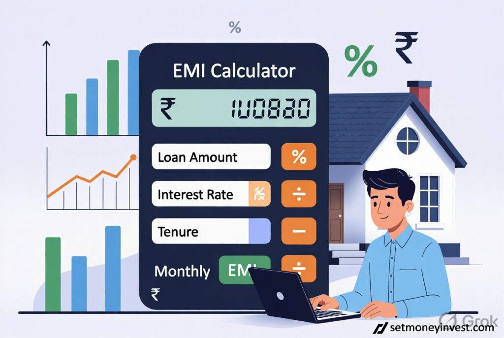 Home loan EMI calculation formula example monthly installment house loan India