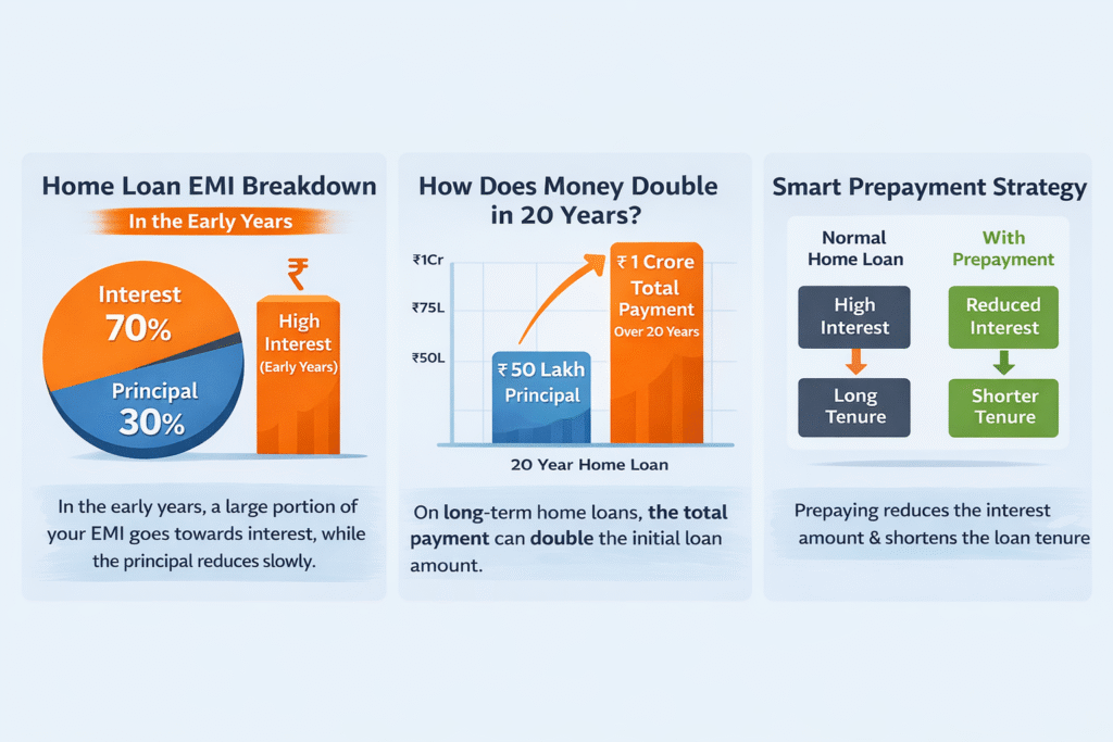 home loan emi breakdown interest vs principal early years
