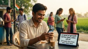 UP youth searching for part time jobs on mobile phone