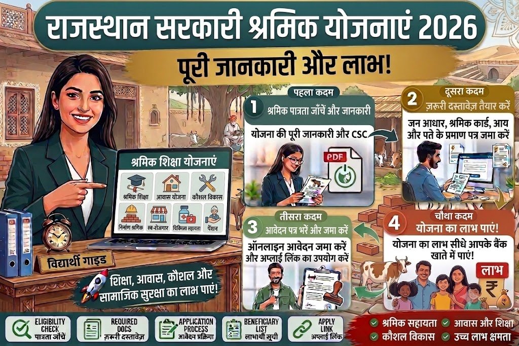 Rajasthan Construction Worker Shramik Card Yojana 2026 Housing Education Support"